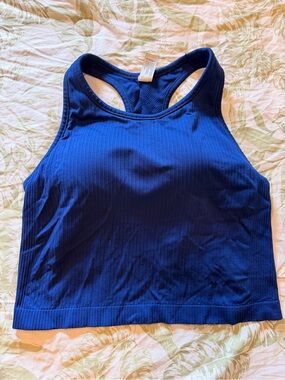 90 Degree By Reflex Royal Blue Ribbed Racerback Crop Tank